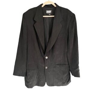 T1 DKNY Blazer 100%‎ Silk Oversized 90s Vintage Grunge Black Jacket